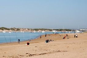 fishermen on the coast in Chiclana de la Frontera