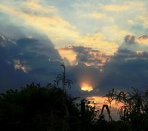 light and shadow in the evening sky