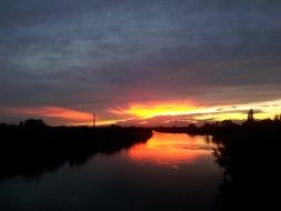 sunset over the river in germany