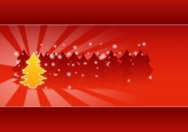red christmas card with the image of spruce