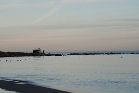 landscape of the evening sea beach