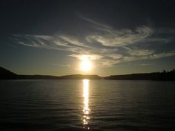 infinitely beautiful sunset on lake