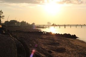 sunset over the beach of the baltic sea