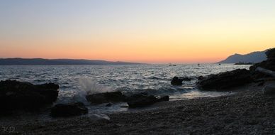 sunset over the beach in Croatia