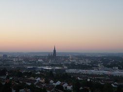 panorama of the city of MÃ¼nster at sunset