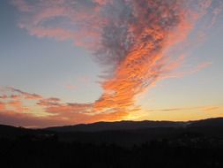 sunset in portugal over dark silhouettes