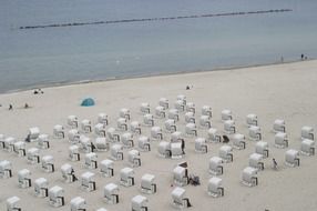 sunbeds on the beach near the north sea