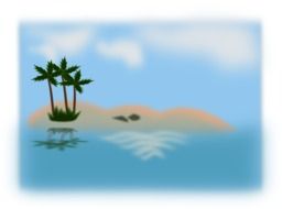 drawing of an island with palm trees in the sea