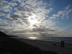 Beautiful sunset on the sand beach