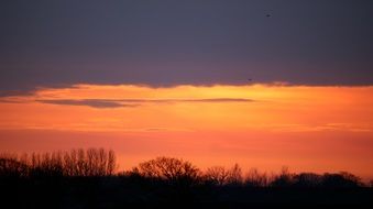 bright red evening sky