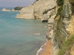 cliffs on the colorful water coast in greece