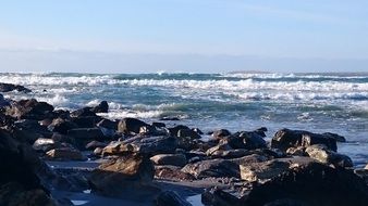 boulders on the ocean in Ireland