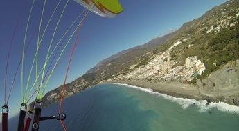 view from the paraglider to the sunny coast