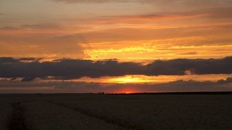 sunset landscape with red clouds