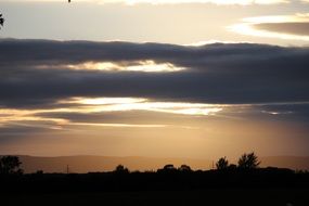 dark clouds at evening sky