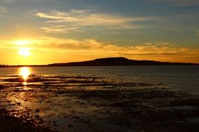 bright sunset on the ocean