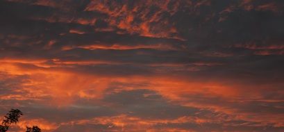 Landscape of blazing sky