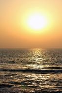 landscape of clear colorful sunset over the ocean