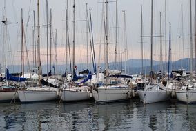 ships stand in a row in the harbor