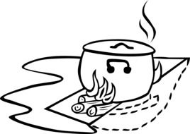 drawing cooking at the stake