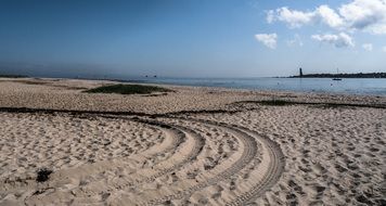 car footprints in the sand