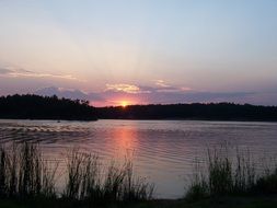 scenic lake in the evening