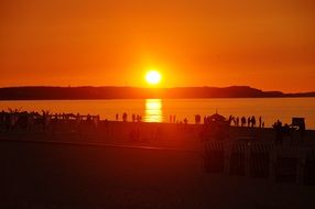 Romantic beautiful sunset on the beach