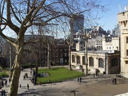 tourists near the castle in london