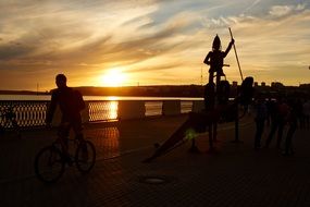 Sculpture outlines sunset view