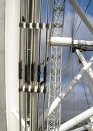 white metal tubes on the ferris wheel in london