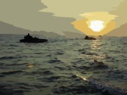 sea panorama drawing