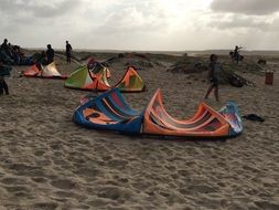 kites on a sandy beach