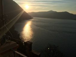 panorama of lake como at sunset, italy