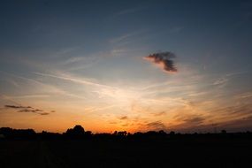 orange glow from the sunset on the sky