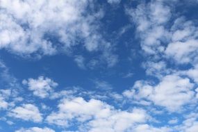 fluffy clouds against a blue sky