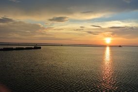 panorama of the sunset over the river