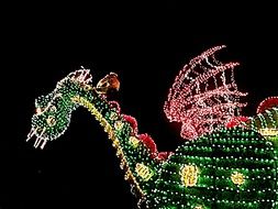 bright garland in the form of a dragon from disney cartoon