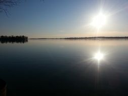 Bright sun reflection on a water