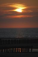 fiery sunset over the North Sea view from Wangerooge island