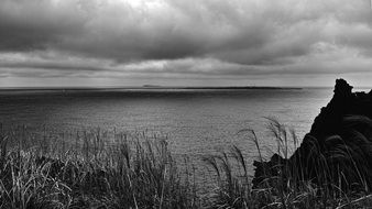 Black and white photo of Jeju Island