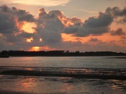 romantic sunset over the northern sea