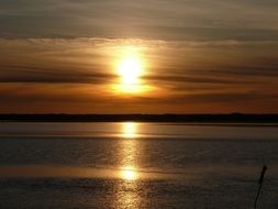 orange sunset on the north sea