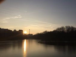 distant view of the radio tower in berlin at sunset