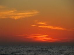 bright colorful sunset on the ocean