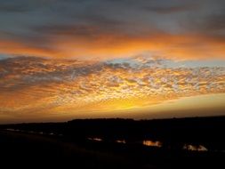 landscape of the orange cloudy sky