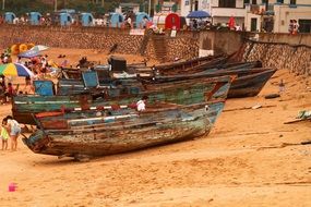 Old ships on a beach