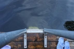 water view from the boat ladder