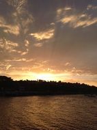 evening sun over the harbor in Sydney