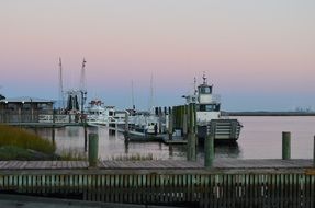 ship in port in the evening