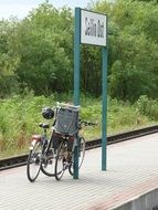 bicycles on a railway peron